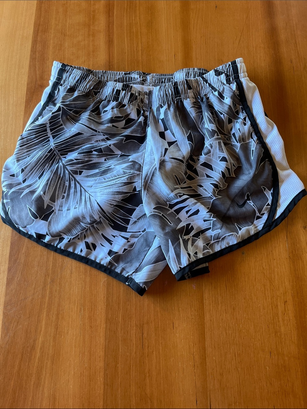 Nike Black & White Tropical Print Athletic Shorts